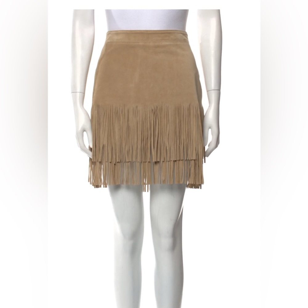 Micheal kors suede fringed mini skirt